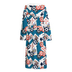 Casino Poker Pattern Print Hooded Bathrobe