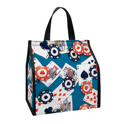 Casino Poker Pattern Print Insulated Lunch Tote