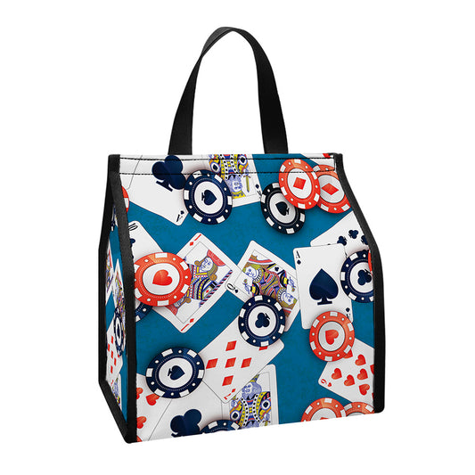 Casino Poker Pattern Print Insulated Lunch Tote