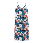 Casino Poker Pattern Print Jersey Midi Cami Dress