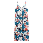 Casino Poker Pattern Print Jersey Midi Cami Dress