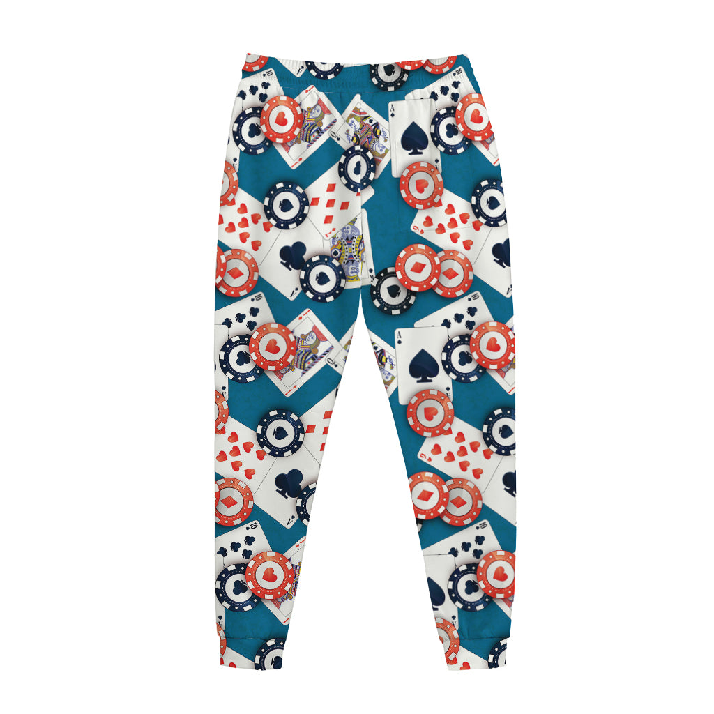 Casino Poker Pattern Print Jogger Pants