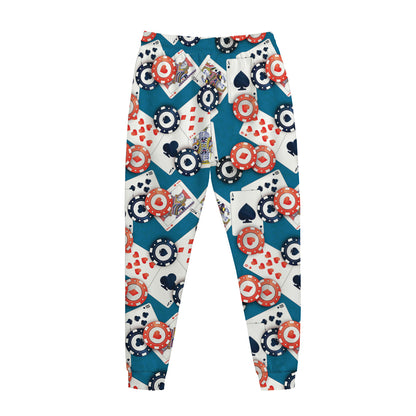 Casino Poker Pattern Print Jogger Pants