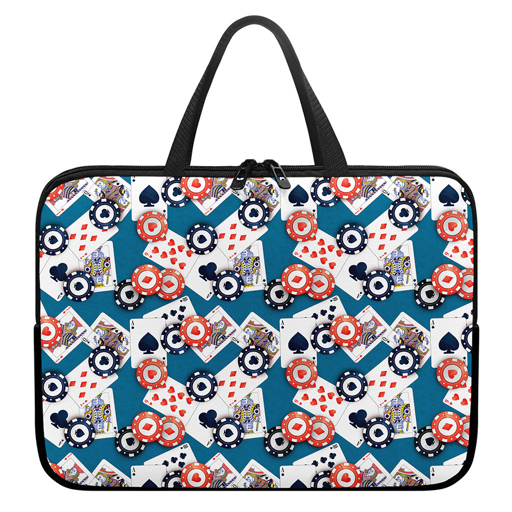 Casino Poker Pattern Print Laptop Sleeve With Handle