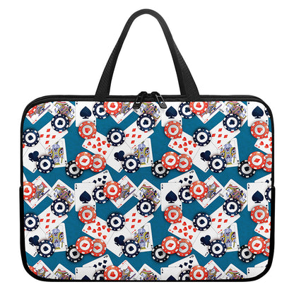 Casino Poker Pattern Print Laptop Sleeve With Handle