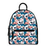 Casino Poker Pattern Print Leather Backpack