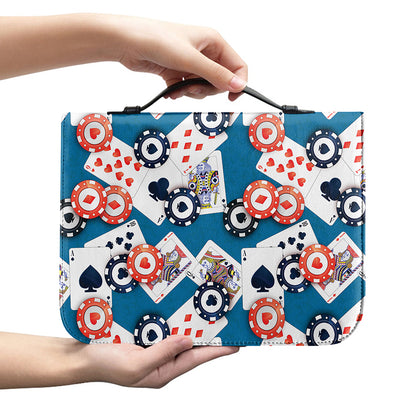 Casino Poker Pattern Print Leather Bible Cover