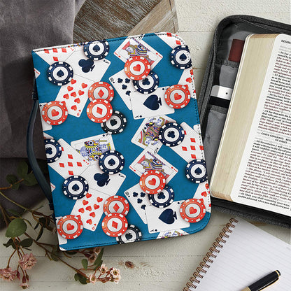 Casino Poker Pattern Print Leather Bible Cover