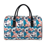 Casino Poker Pattern Print Leather Duffle Bag