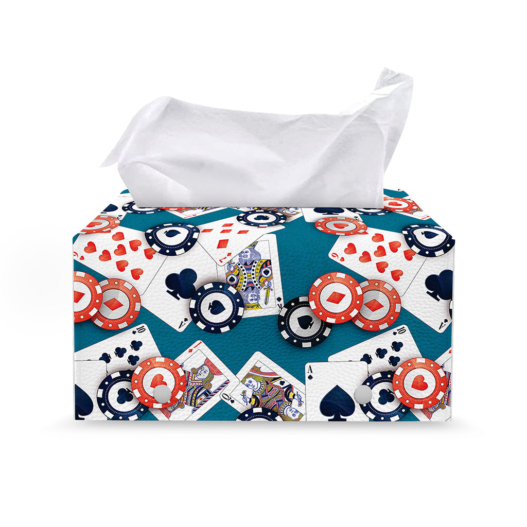 Casino Poker Pattern Print Leather Tissue Box Cover