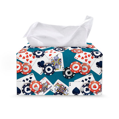 Casino Poker Pattern Print Leather Tissue Box Cover