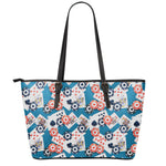Casino Poker Pattern Print Leather Tote Bag