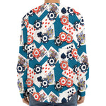 Casino Poker Pattern Print Long Sleeve Baseball Jersey