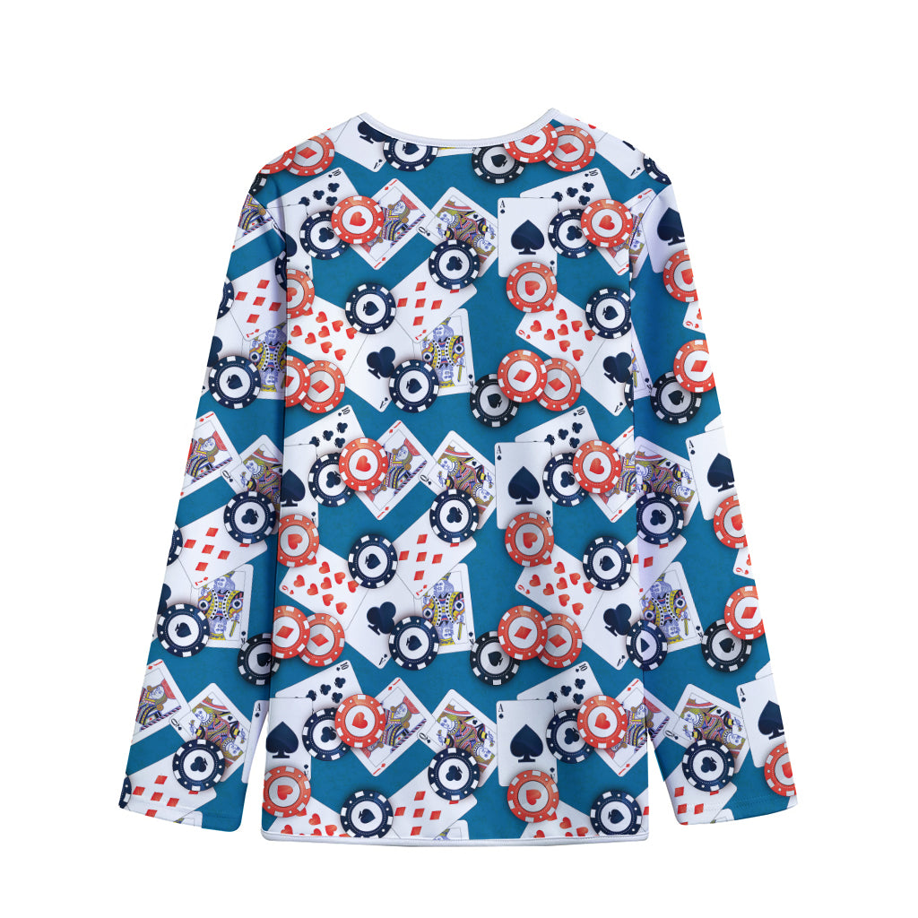 Casino Poker Pattern Print Long Sleeve Short Coat