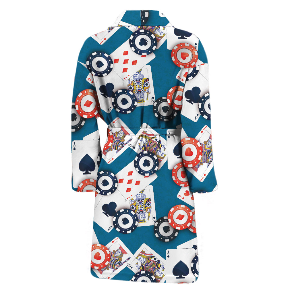 Casino Poker Pattern Print Men's Bathrobe