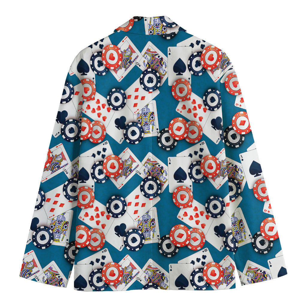 Casino Poker Pattern Print Men's Blazer