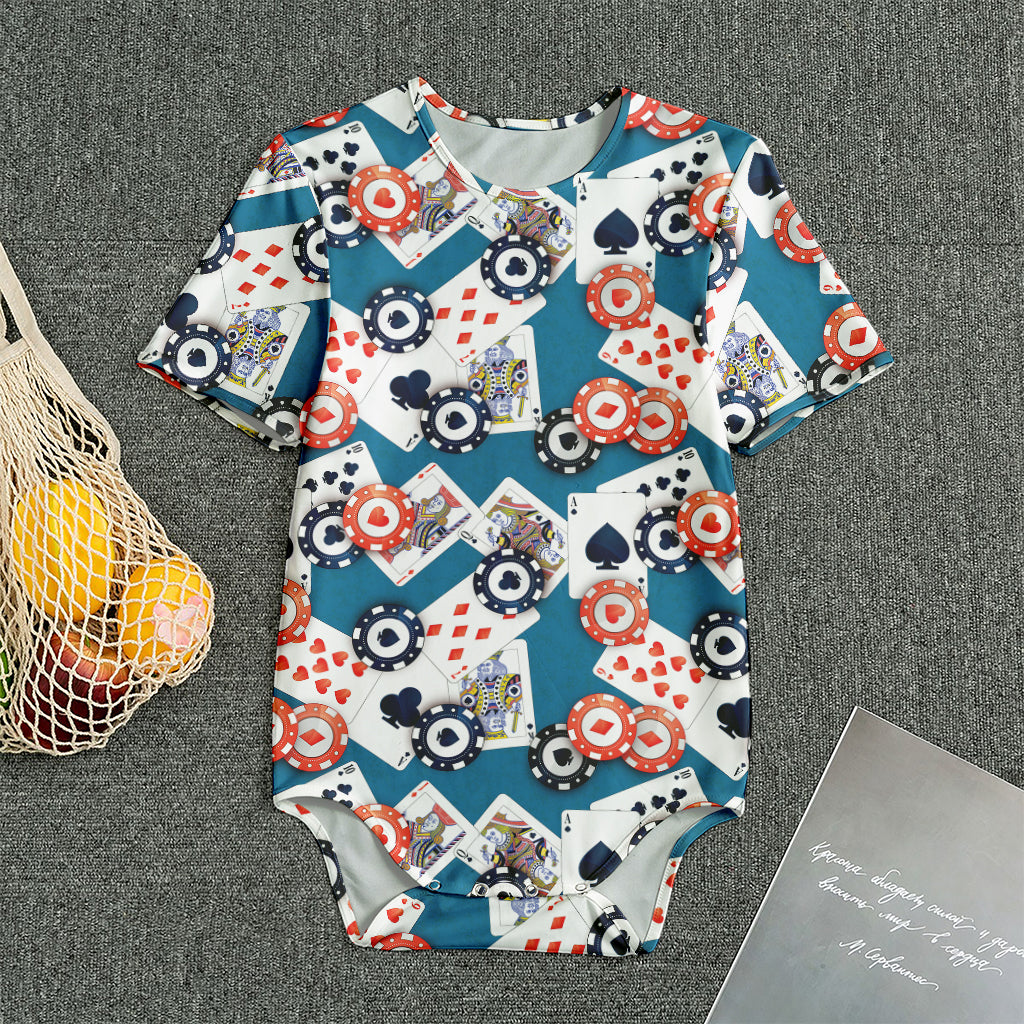 Casino Poker Pattern Print Men's Bodysuit