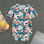 Casino Poker Pattern Print Men's Bodysuit