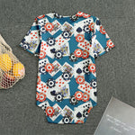 Casino Poker Pattern Print Men's Bodysuit