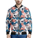 Casino Poker Pattern Print Men's Bomber Jacket