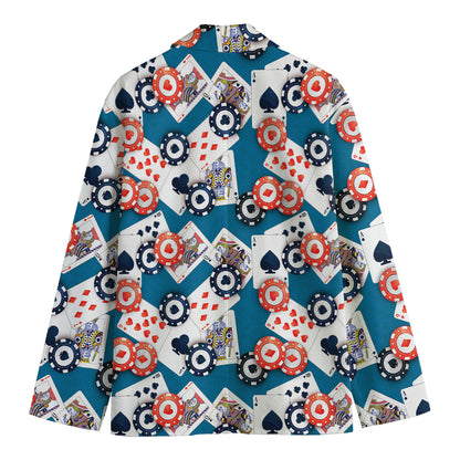 Casino Poker Pattern Print Men's Cotton Blazer