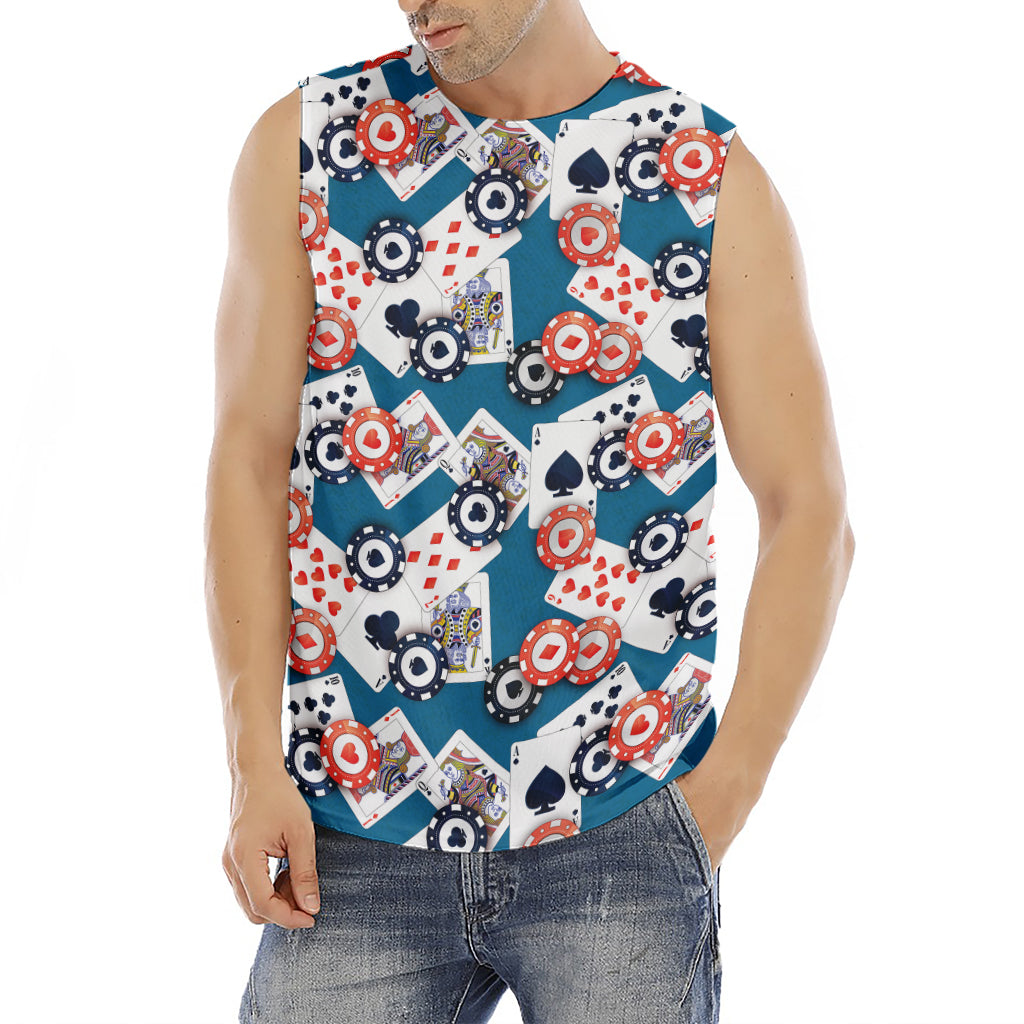 Casino Poker Pattern Print Men's Fitness Tank Top