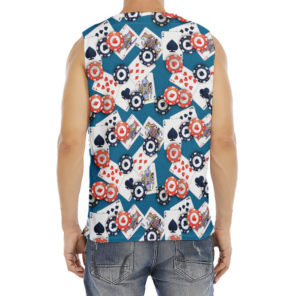 Casino Poker Pattern Print Men's Fitness Tank Top