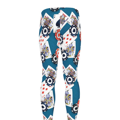 Casino Poker Pattern Print Men's leggings