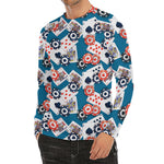 Casino Poker Pattern Print Men's Long Sleeve Rash Guard