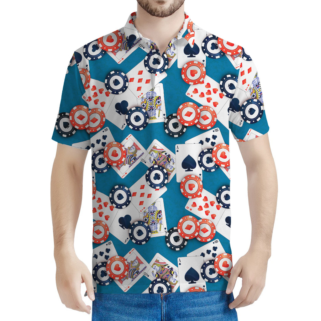 Casino Poker Pattern Print Men's Polo Shirt
