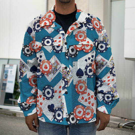 Casino Poker Pattern Print Men's Shirt Jacket
