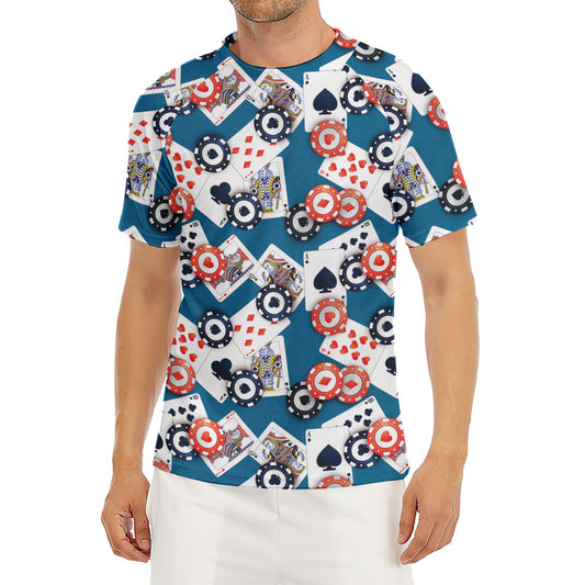 Casino Poker Pattern Print Men's Short Sleeve Rash Guard