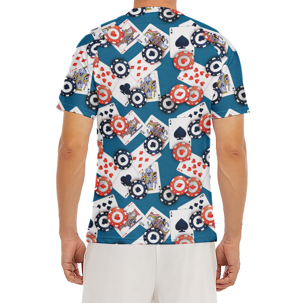 Casino Poker Pattern Print Men's Short Sleeve Rash Guard