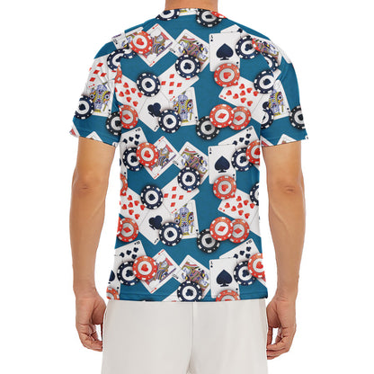 Casino Poker Pattern Print Men's Short Sleeve Rash Guard