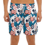 Casino Poker Pattern Print Men's Split Running Shorts