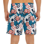 Casino Poker Pattern Print Men's Split Running Shorts