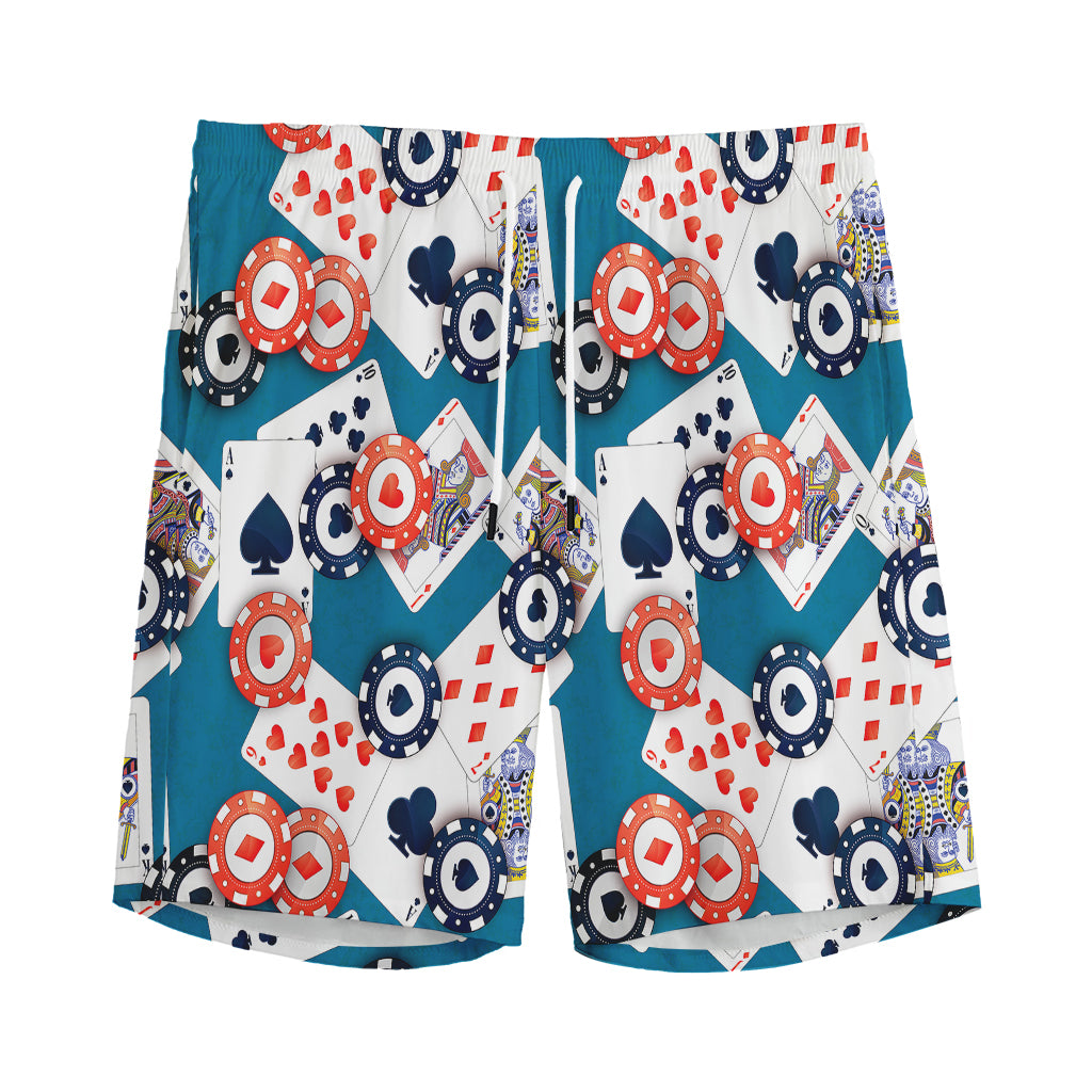 Casino Poker Pattern Print Men's Sports Shorts