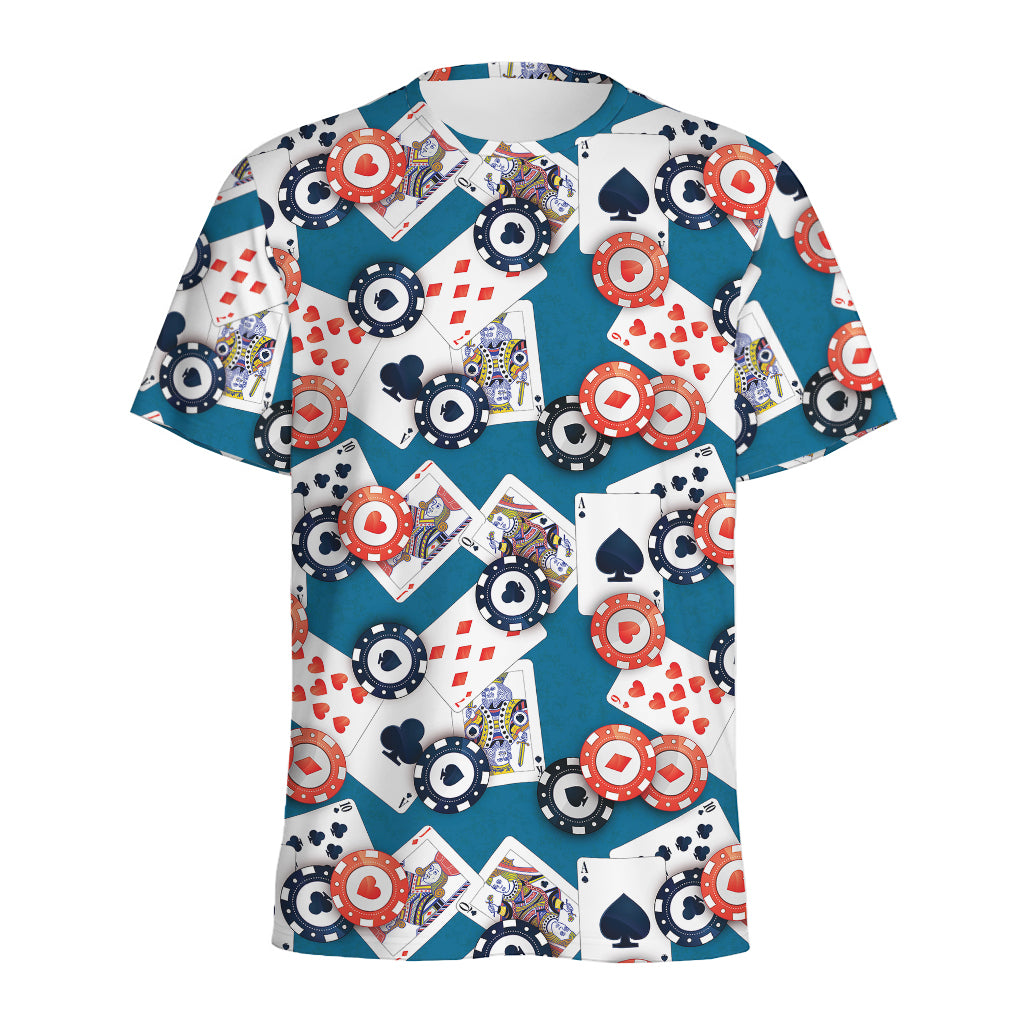 Casino Poker Pattern Print Men's Sports T-Shirt