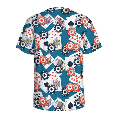 Casino Poker Pattern Print Men's Sports T-Shirt