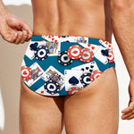 Casino Poker Pattern Print Men's Swim Briefs