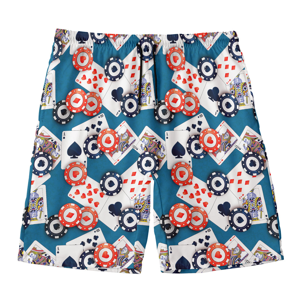 Casino Poker Pattern Print Men's Swim Trunks