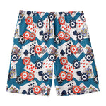 Casino Poker Pattern Print Men's Swim Trunks