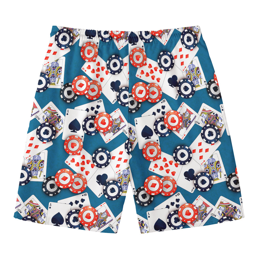Casino Poker Pattern Print Men's Swim Trunks