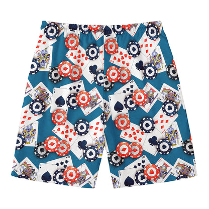 Casino Poker Pattern Print Men's Swim Trunks