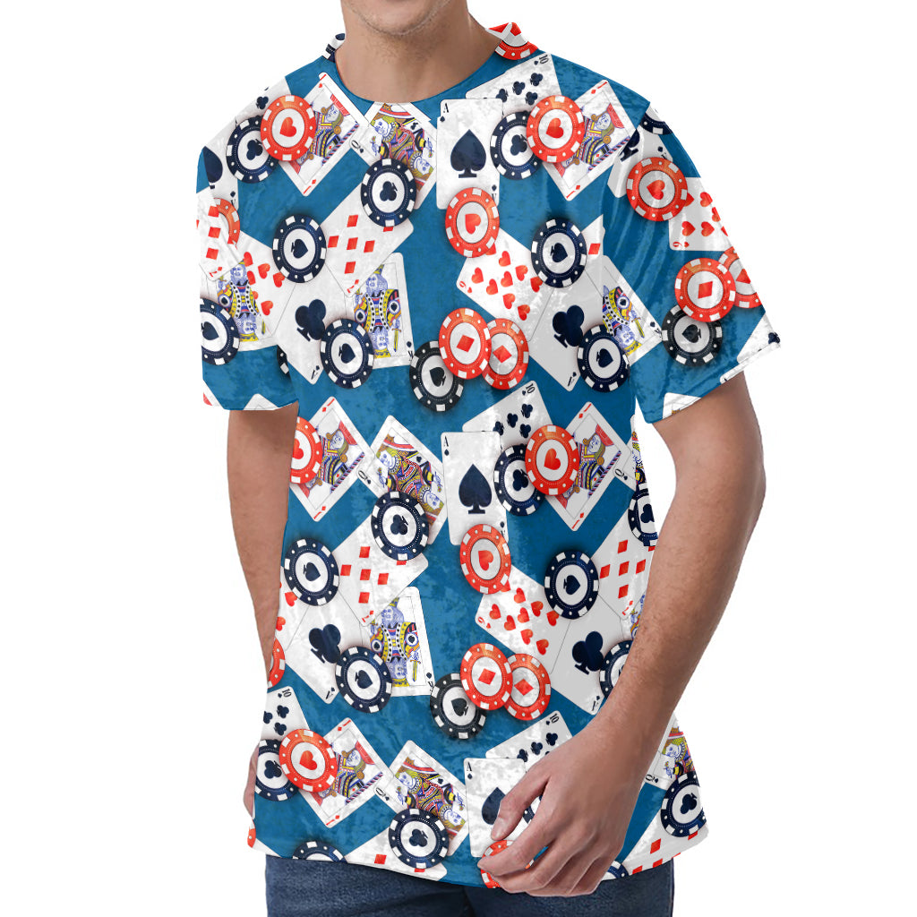 Casino Poker Pattern Print Men's Velvet T-Shirt