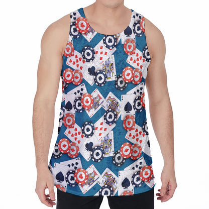 Casino Poker Pattern Print Men's Velvet Tank Top