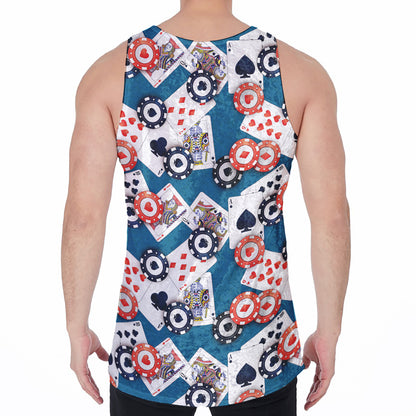 Casino Poker Pattern Print Men's Velvet Tank Top