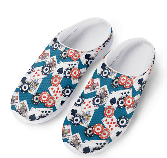 Casino Poker Pattern Print Mesh Casual Shoes