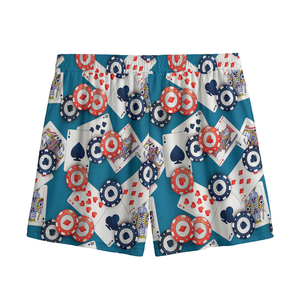 Casino Poker Pattern Print Mesh Shorts