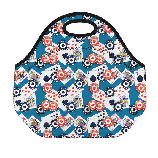 Casino Poker Pattern Print Neoprene Lunch Bag